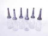 LOT OF SIX 1930S GARGOYLE MOBIL OIL GLASS QUART BOTTLES