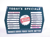 1950S ORANGE CRUSH EMBOSSED TIN DINER MENU BOARD SIGN