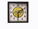 1930s Ford Genuine Parts wood-bodied electric dealership clock by Selected Devices.