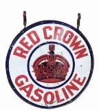 CIRCA 1922 RED CROWN GASOLINE PORCELAIN SIGN