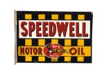 Scarce Speedwell Motor Oil double-sided porcelain service station flange sign.