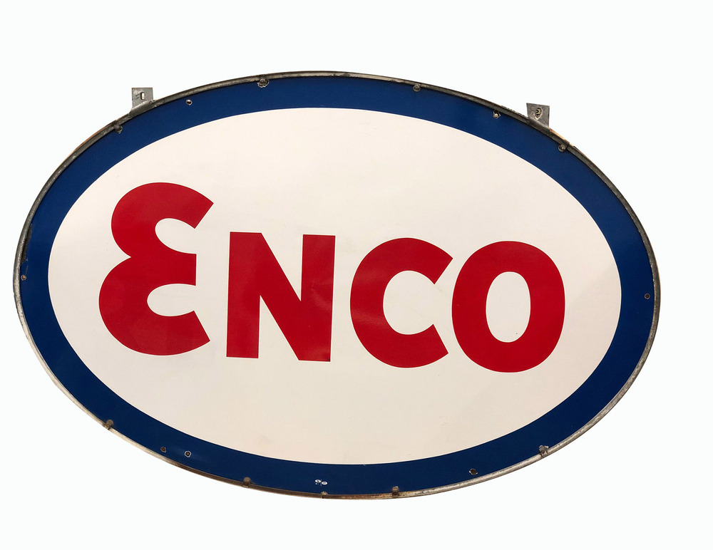 特大！1960’s ENCO エンコ ESSO エッソ ビンテージ 大ワッペン LARGE 1960 ENCO OIL PORCELAIN SIGN | Proxibid