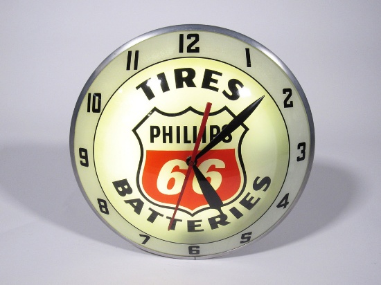 EARLY 1960S PHILLIPS 66 TIRES/BATTERIES LIGHT-UP CLOCK