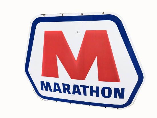 LARGE 1963 MARATHON OIL PORCELAIN SIGN