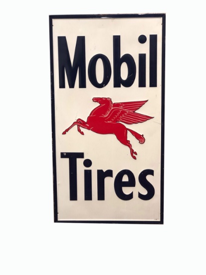 CIRCA 1940S-50S MOBIL TIRES TIN SIGN