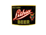 1930S LITHIA BEER OF WEST BEND PORCELAIN SIGN