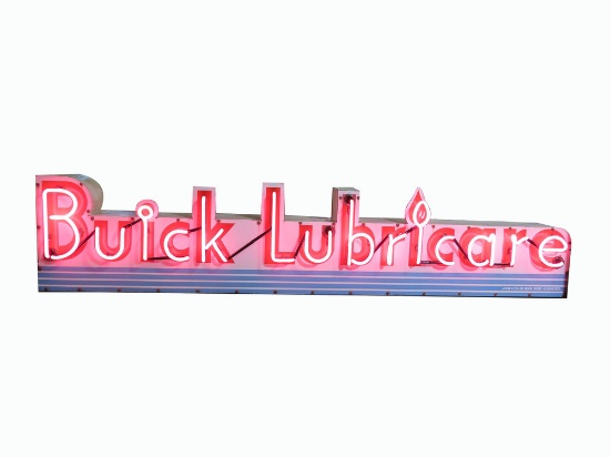 1940-50S BUICK LUBRICARE NEON PORCELAIN SIGN