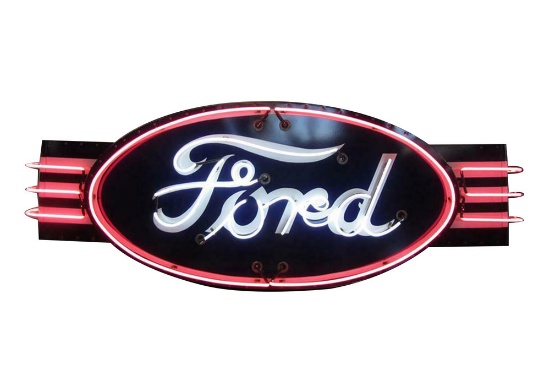 FORD AUTOMOBILES NEON PORCELAIN SIGN