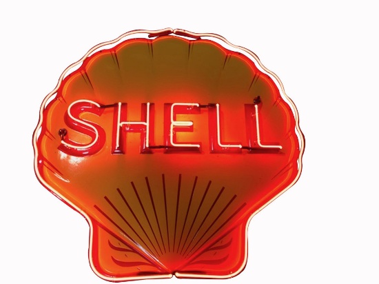 CIRCA 1930S-40S SHELL OIL NEON PORCELAIN SIGN