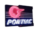 1940S-50S PONTIAC AUTOMOBILES NEON PORCELAIN SIGN