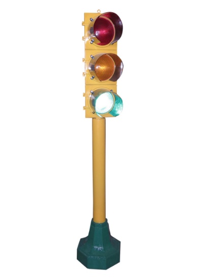 VINTAGE MUNICIPAL TRAFFIC LIGHT ON ORIGINAL BASE