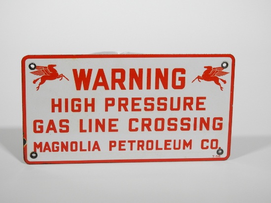 1956 MOBIL MAGNOLIA PETROLEUM COMPANY GAS LINE PORCELAIN SIGN