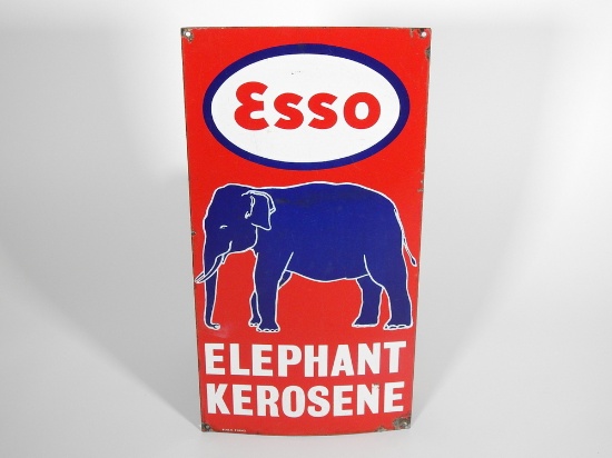 CIRCA 1940S ESSO ELEPHANT KEROSENE PORCELAIN PUMP PLATE SIGN