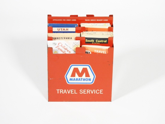 EARLY 1960S MARATHON OIL TRAVEL SERVICE ROAD MAP METAL DISPLAY