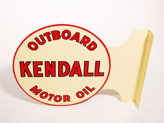 1957 KENDALL OUTBOARD MOTOR OIL TIN FLANGE SIGN