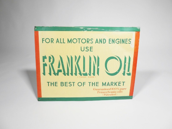 1930S FRANKLIN OIL PAINTED TIN SIGN