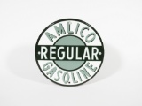 CIRCA 1940S-50S AMLICO REGULAR GASOLINE PORCELAIN SIGN