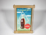 1952 COCA-COLA CARDBOARD SIGN IN ORIGINAL WOODEN FRAME