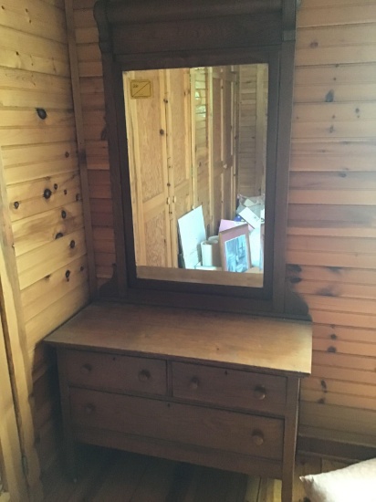 Wash Stand three drawers oak with mirror
