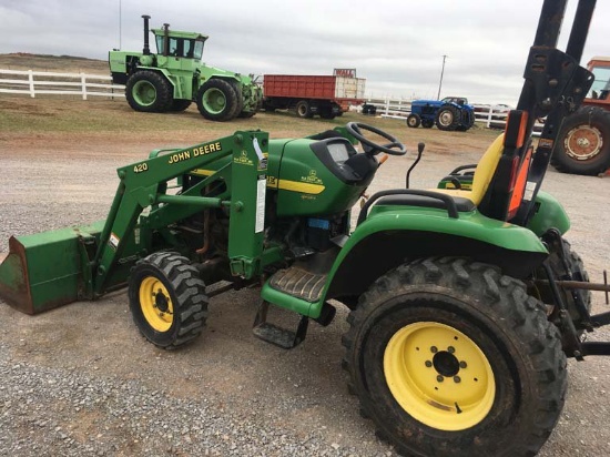 JD 4210 Tractor w/Loader, MFWD Hydro Trans, 695 hrs., (runs but does not drive)