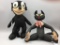 2 early plush black cat stuffed animals