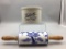 Antique blue onion rolling pin