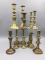 Lot of 13 early brass candlesticks