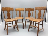 Set of four antique tiger maple doll chairs