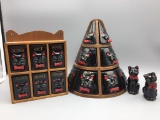 Vintage Black cat spice sets