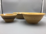 Lot of three antique yellow ware bowls