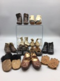 Nine pair of childrens antique leather shoes