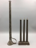Lot of two early tin candle molds