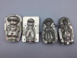 Lot of  4 antique tin chocolate molds