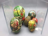 6 antique paper Easter eggs