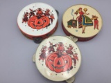 3 Vintage tin Halloween tambourines