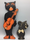 2 Halloween Cardboard Black Cats