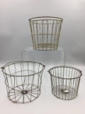 3 Small Wire Egg Baskets