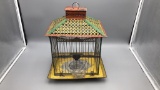 Antique square yellow birdcage