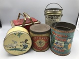 Lot of 5 antique tins