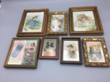 A lot of seven framed antique advertisements
