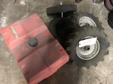 Trailer tires, gas container