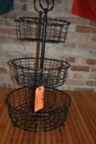 THREE TIER BASKET AND (4) INDIVIDUAL WIRE BASKETS