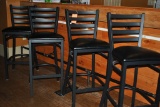 (4) BAR HEIGHT CHAIRS, VINYL SEAT, STEEL BACK & LEGS