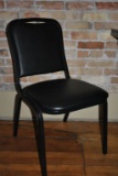 (6) BLACK DINING ROOM CHAIRS, BLACK FRAMES WITH