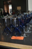 (12) BLUE GLASS MARTINI GLASSES