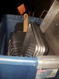 BLUE BIN WITH CUTTING BOARDS AND MISC. INCLUDES