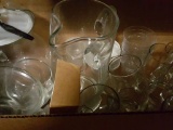 ASSORTED GLASSWARE ON LOWER SHELF