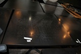 DINING TABLE, BLACK FORMICA TOP WITH BLACK METAL