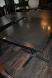 DINING TABLE, BLACK FORMICA TOP WITH BLACK METAL