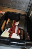 BLACK BUS PAN WITH SPATULAS, SCRAPERS AND PRESS